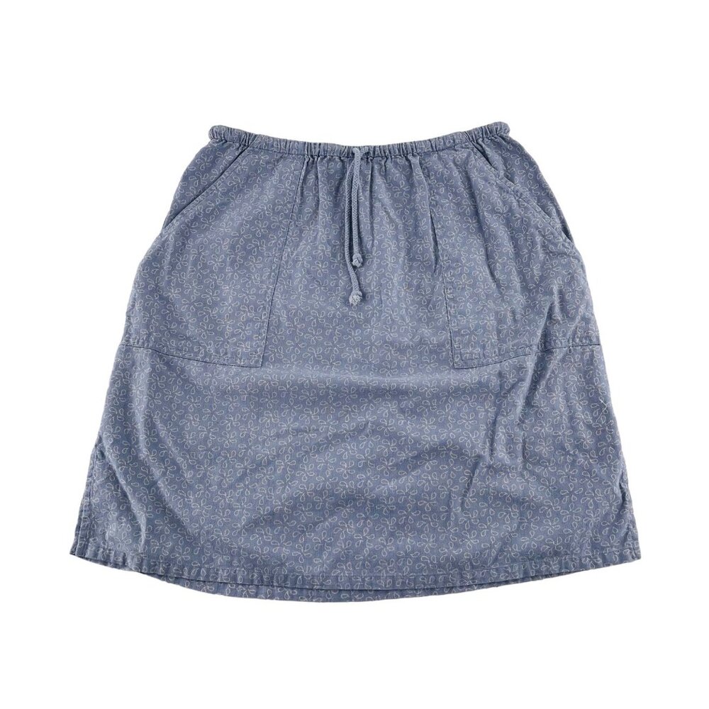 J. Jill Womens Light Blue Patterned Skirt‎ Size Small Linen Blend Elastic Waist